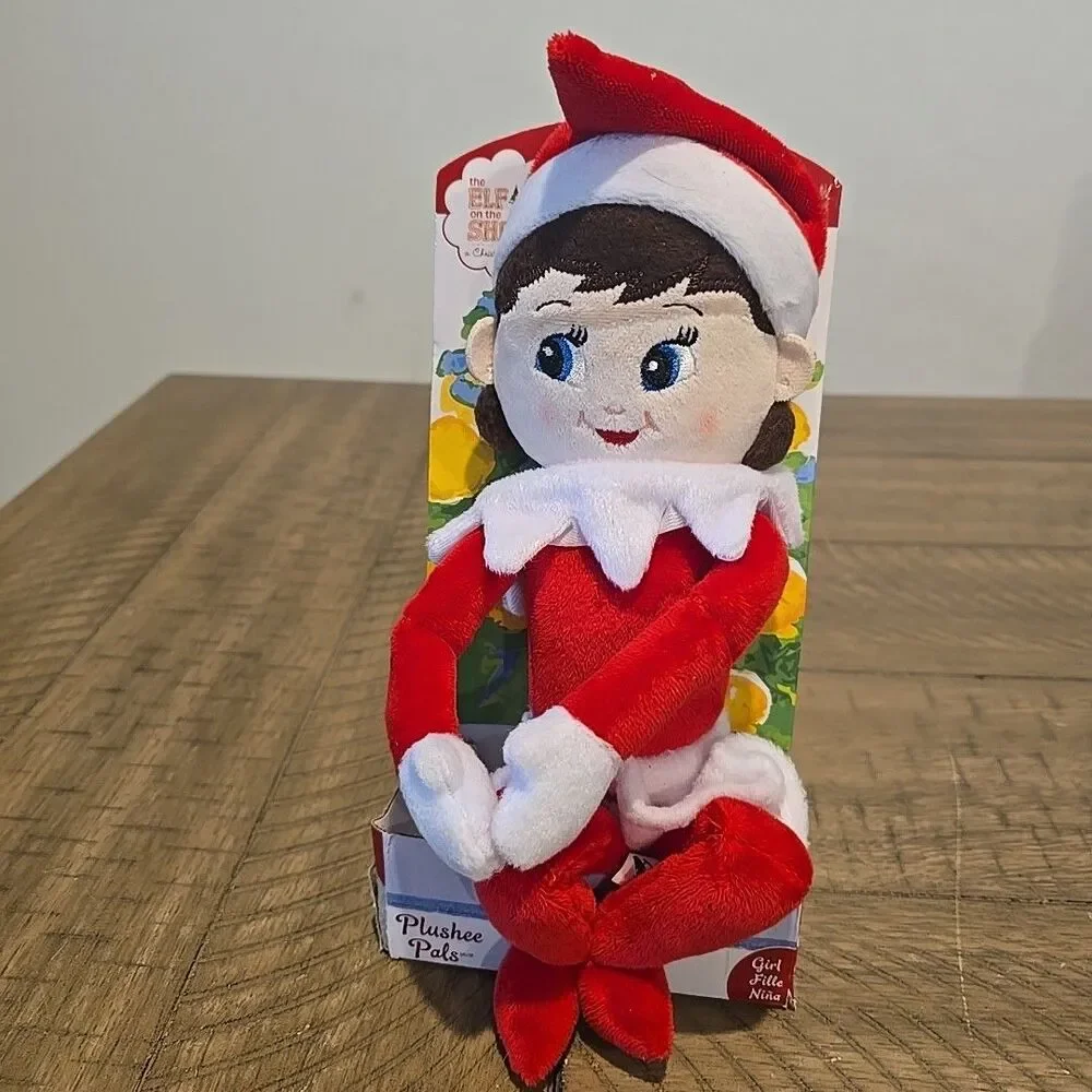 Girl Elf on the Shelf Plushee Pals PLUSH Christmas Doll Blue Eyes Brown Hair